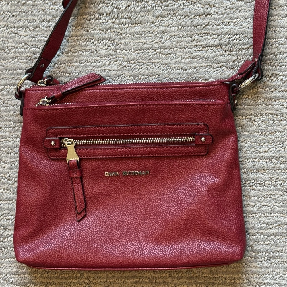 Dana Buchman Womens Red Crossbody Purse‎ Gracie Adjustable Strap